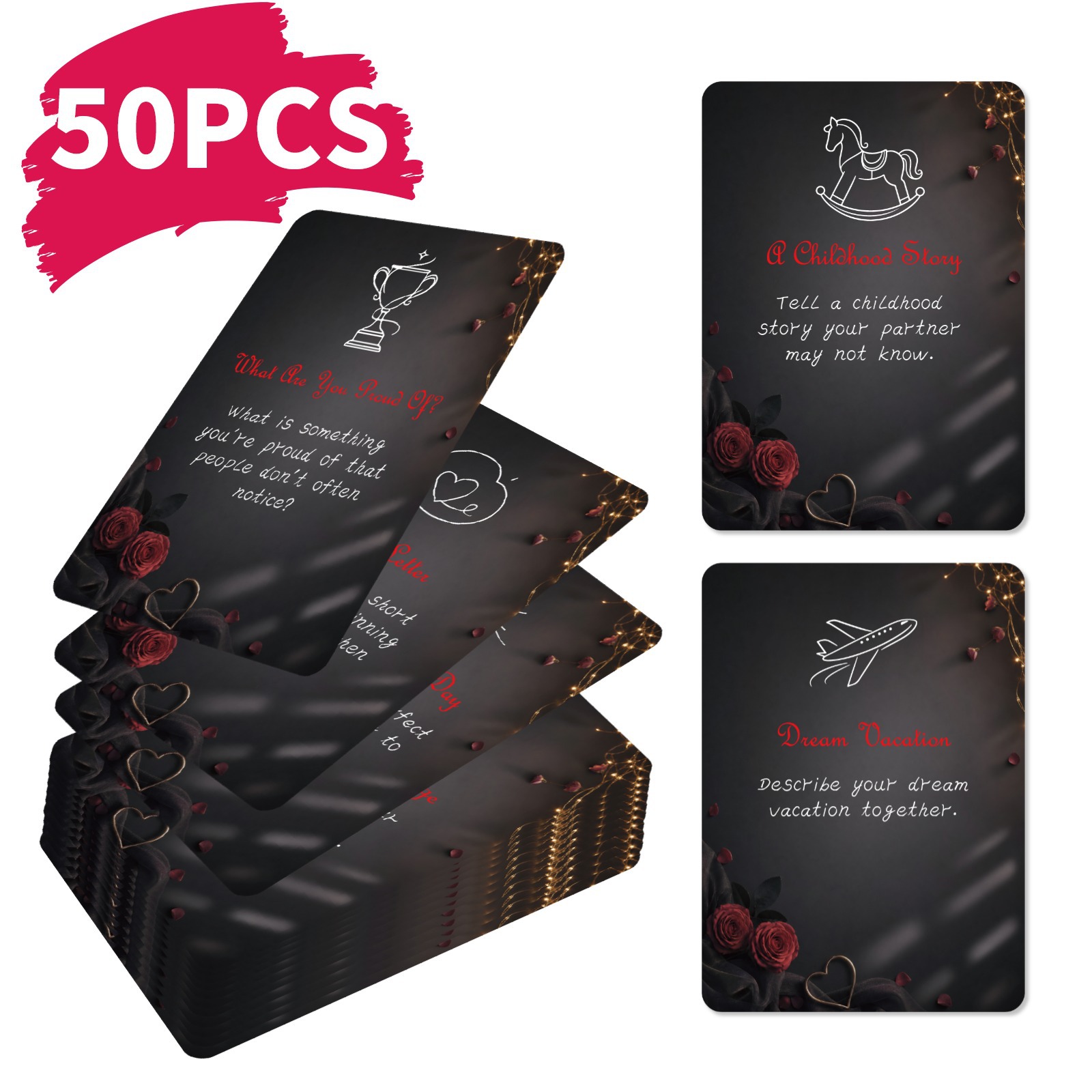 Board Game Quiz - 50 cartes de défi romantiques pour