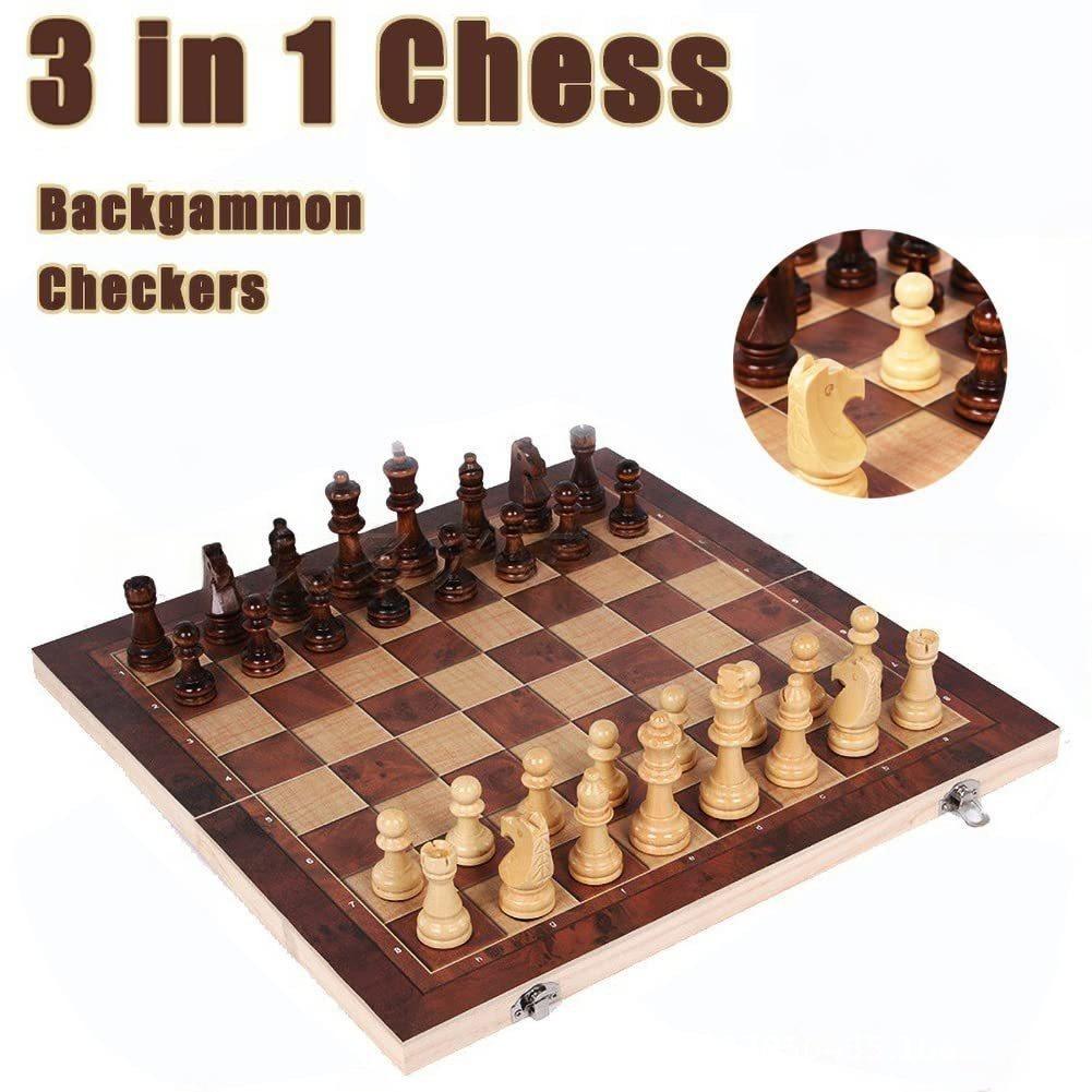 Magnetic Travel Chess - Jeu de voyage 3-en-1 en bois